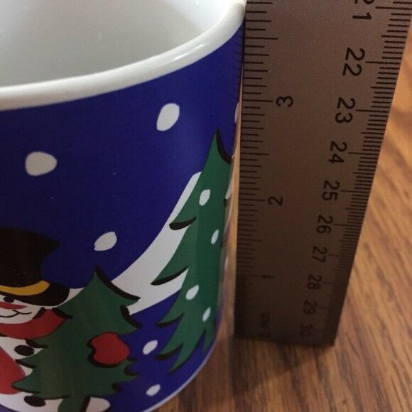 Christmas Mugs Snowman Tree Ceramic Everyday Gibson Set Of 2 Blue Green 8 oz Cup - Picture 10 of 12